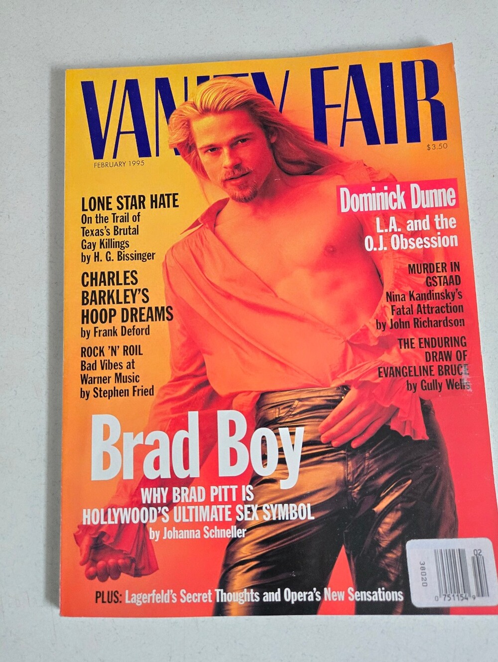 Vanity Fair Magazine February 1995 Brad Pitt Ultimate Sex Symbol